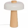 Tafellamp Champignon Pola H35cm E27 - hevea & staal - wit & naturel