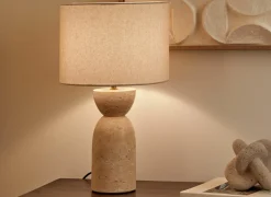 Tafellamp Erin H47,5cm E27 - travertijn - beige