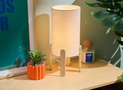 Tafellamp Rafa Ø18xH37cm - hevea & PVC - beige & naturel