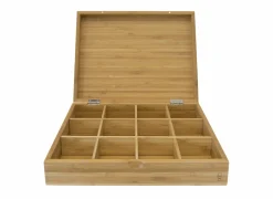 Theedoos 28x23x6,8cm - bamboe - naturel