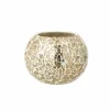 Theelichthouder Bal Gekraakt Ø10x8,5cm - glas - goudkleurig