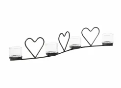 Theelichthouder Hart 65xH10cm - metaal - zwart