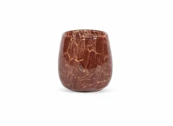 Theelichthouder H14cm - glas - burgundy & gold