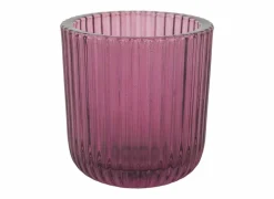 Theelichthouder Ribs Ø9x9cm - glas - paars