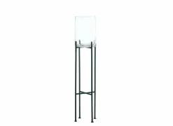 Theelichthouder Vincent H100cm - metaal & glas - zwart