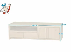 Tv-meubel Amarillo 160cm - eik massief & fineer & decor - naturel