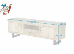 Tv-meubel Boqueria 180cm - mango massief & metaal - naturel