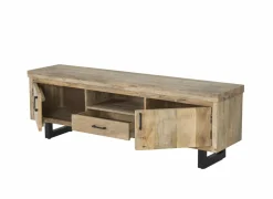 Tv-meubel Boqueria 180cm - mango massief & metaal - naturel