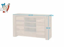 Tv-meubel Carbone 150cm - sheesham massief & decor - naturel