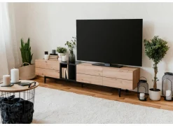 Tv-meubel Nola 195cm - melamine - artisanale eik