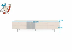 Tv-meubel Nola 195cm - melamine - artisanale eik