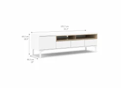 Tv-meubel Roomers 156cm - decor - witte eik