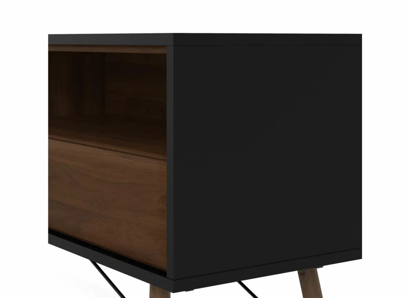 Tv-meubel Ry 151cm - decor - mat zwart & okkernoot
