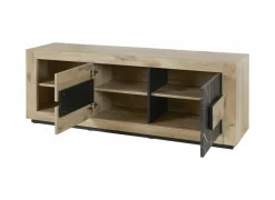 Tv-meubel Sacha 170cm - melamine - canyon oak & marble