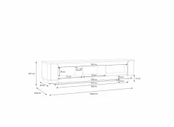 Tv-meubel Vodol 205cm - decor - zand & zwart