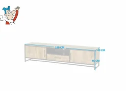 Tv-meubel Woodcraft 190cm - mango massief - bruin