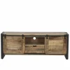 Tv-meubel Woodstock 160cm - mango massief & metaal - naturel & zwart