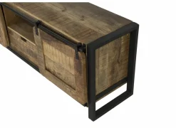 Tv-meubel Woodstock 160cm - mango massief & metaal - naturel & zwart