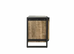 Tv-meubel Woodstock 160cm - mango massief & metaal - naturel & zwart