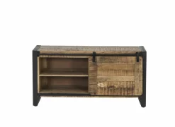 Tv-meubel Woodstock 120x45cm - mango massief & metaal - naturel & zwart