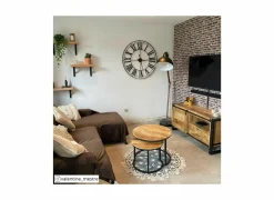 Tv-meubel Woodstock 120x45cm - mango massief & metaal - naturel & zwart