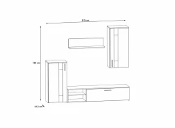 Tv-wandmeubel 213cm - decor - artisanale eik