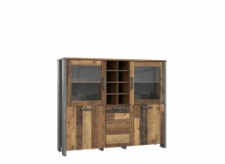 Vitrinekast Clif 151cm - decor - old wood & beton