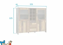 Vitrinekast Clif 151cm - decor - old wood & beton