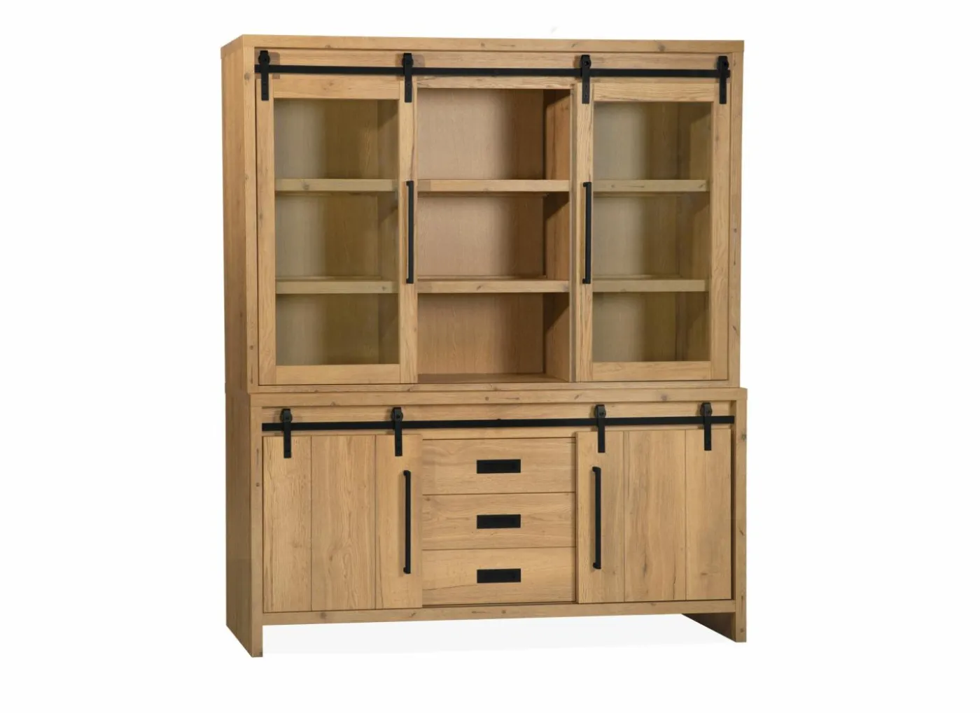 Vitrinekast Cottage 180cm - lamulux - naturel