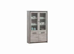 Vitrinekast Elias 115cm - decor - grijze eik