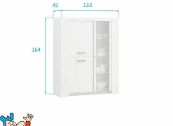 Vitrinekast Elvis 133cm - decor - white oak