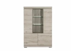 Vitrinekast Etna 125cm - decor - millenium eik & lichtgrijs