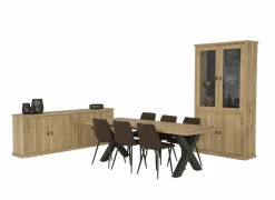 Vitrinekast Grimaldi 120cm - eik massief - naturel