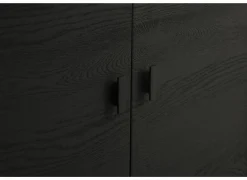 Vitrinekast Mauri 116,5cm - eik massief - zwart met verlichting