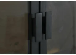 Vitrinekast Mauri 116,5cm - eik massief - zwart met verlichting