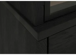 Vitrinekast Mauri 116,5cm - eik massief - zwart met verlichting