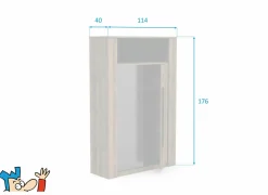 Vitrinekast Monaco 114cm - melamine - saloon eik & zwart