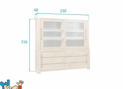 Vitrinekast Otto 230cm - decor - scarlet eik