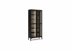 Vitrinekast Roomers 89cm - decor - zwart & walnoot