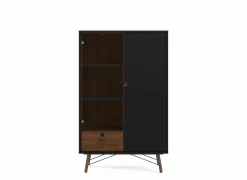 Vitrinekast Ry 102cm - decor - mat zwart & okkernoot