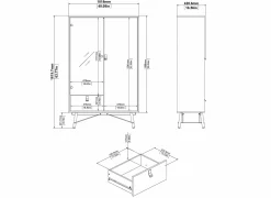 Vitrinekast Ry 102cm - decor - bruin & zwart