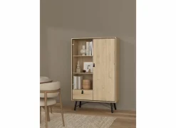 Vitrinekast Ry 102cm - decor - bruin & zwart
