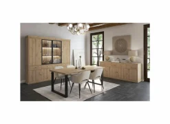 Vitrinekast Valencia 240cm - melamine - lichte eik