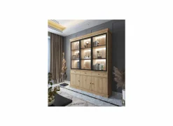 Vitrinekast Valencia 182cm - melamine - lichte eik