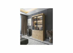 Vitrinekast Valencia 124cm - melamine - lichte eik