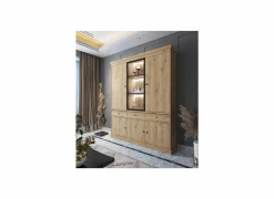 Vitrinekast Valencia 182cm - melamine - lichte eik