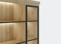 Vitrinekast Valencia 240cm - melamine - lichte eik