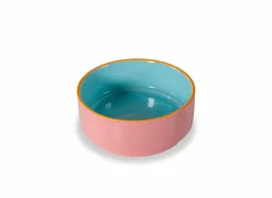 Voerbak Ø16cm - stoneware - blauw & roze