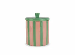 Voorraadpot 0,85cm - stoneware - groen & roze