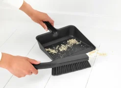 Vuilblik en borstel 24x33cm - kunststof - dark grey